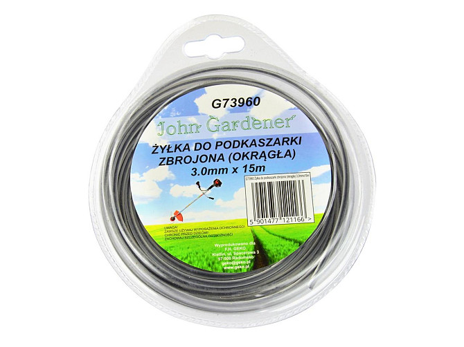 Жилка косарки "JohnGardener" армована кругла 15м 3,0мм Стрий - фото 1