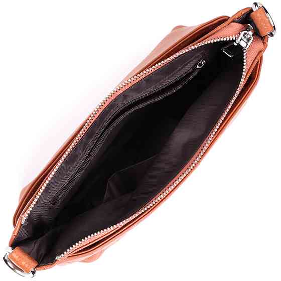 Сумка для жінок середнього розміру на три відділення з натуральної шкіри Vintage 22804 Рудий Київ