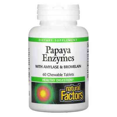 Вітамінно-мінеральний комплекс Natural Factors Ензими Папайї, Papaya Enzymes, 60 Таблеток (NFS01748) Вінниця