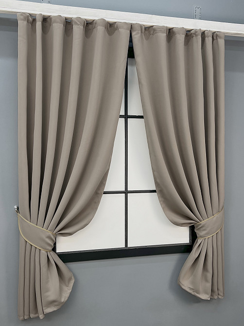 Комплект штор коротких VR-Textil Bagema Rvs № 1896ш 140х170 см 2 шт Серо-бежевый (35-0444) Киев - изображение 2