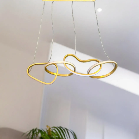 Светодиодная люстра 4 Кольца PJ857 (100см) Золотистая Винница