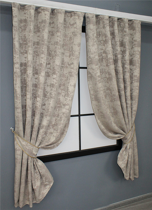 Комплект коротких штор VR-Textil Жаккард Sultan YL № 1206ш Серо-бежевый 130х170 см 2 шт (35-0089) Киев - изображение 2
