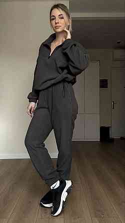 Жіночий теплий прогулянковий костюм-двійка: кофта та штани з полар флісу Графіт, 42/44 Одеса