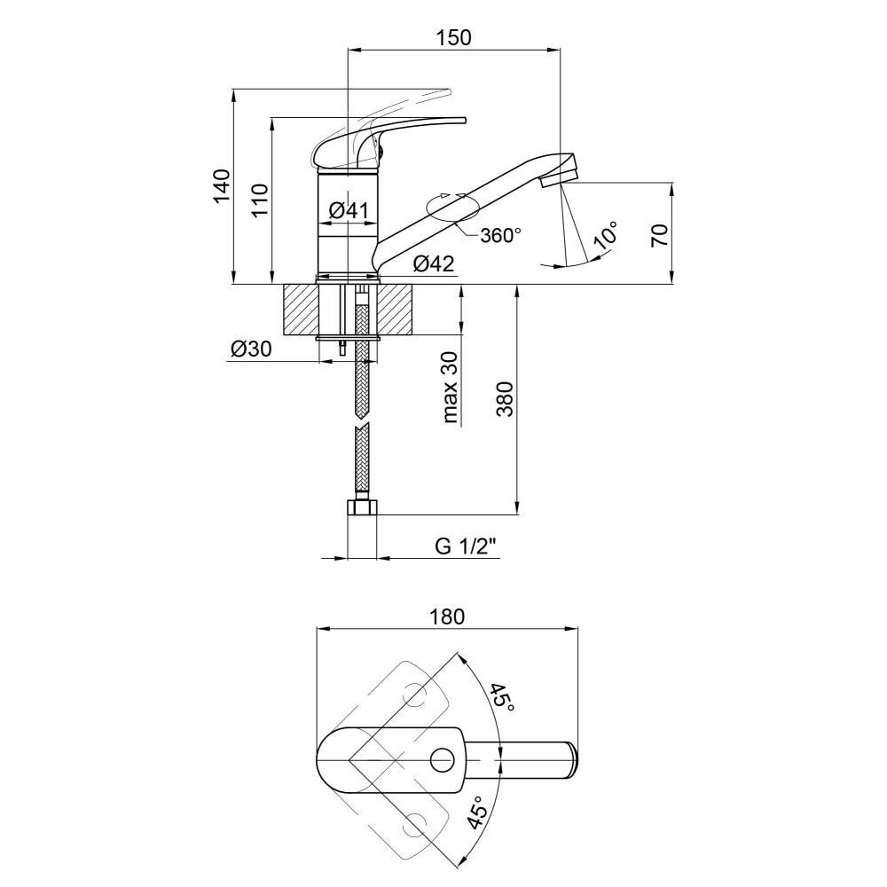 Змішувач для кухні Lidz Mars 002M (k40) LDMAR002MCRM34847 Chrome Київ - фото 2