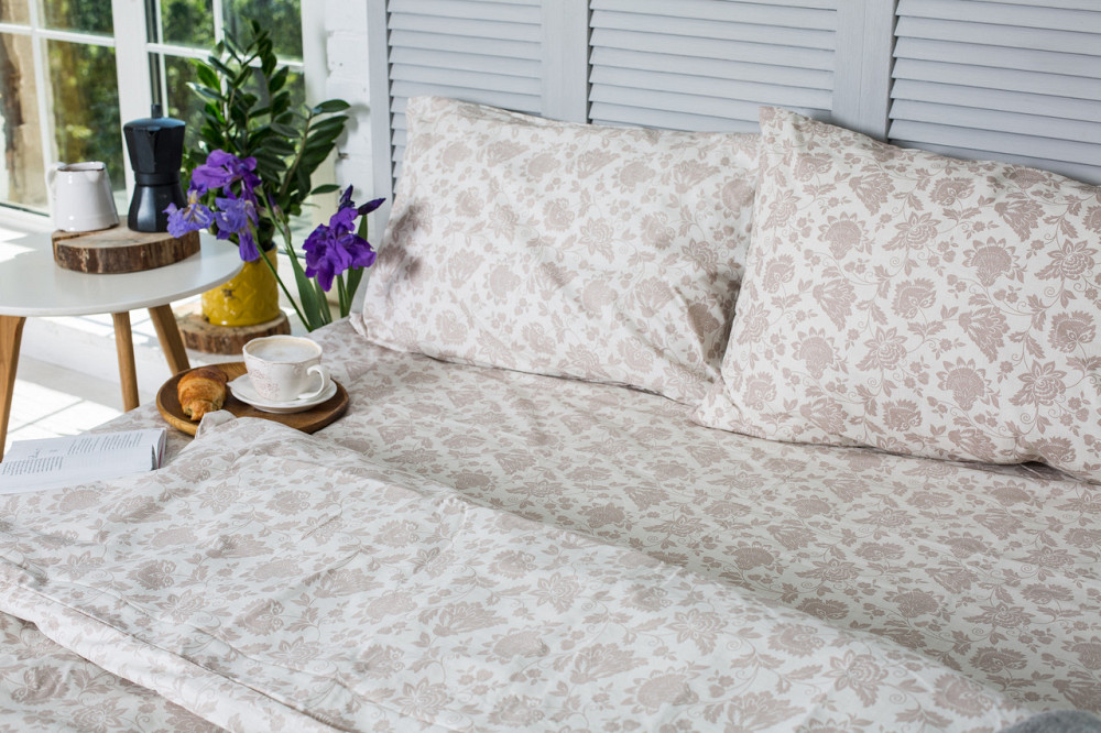 Підковдра на блискавці Ecotton двоспальна 175х210 см бавовняна бежевого кольору Коломыя - изображение 2