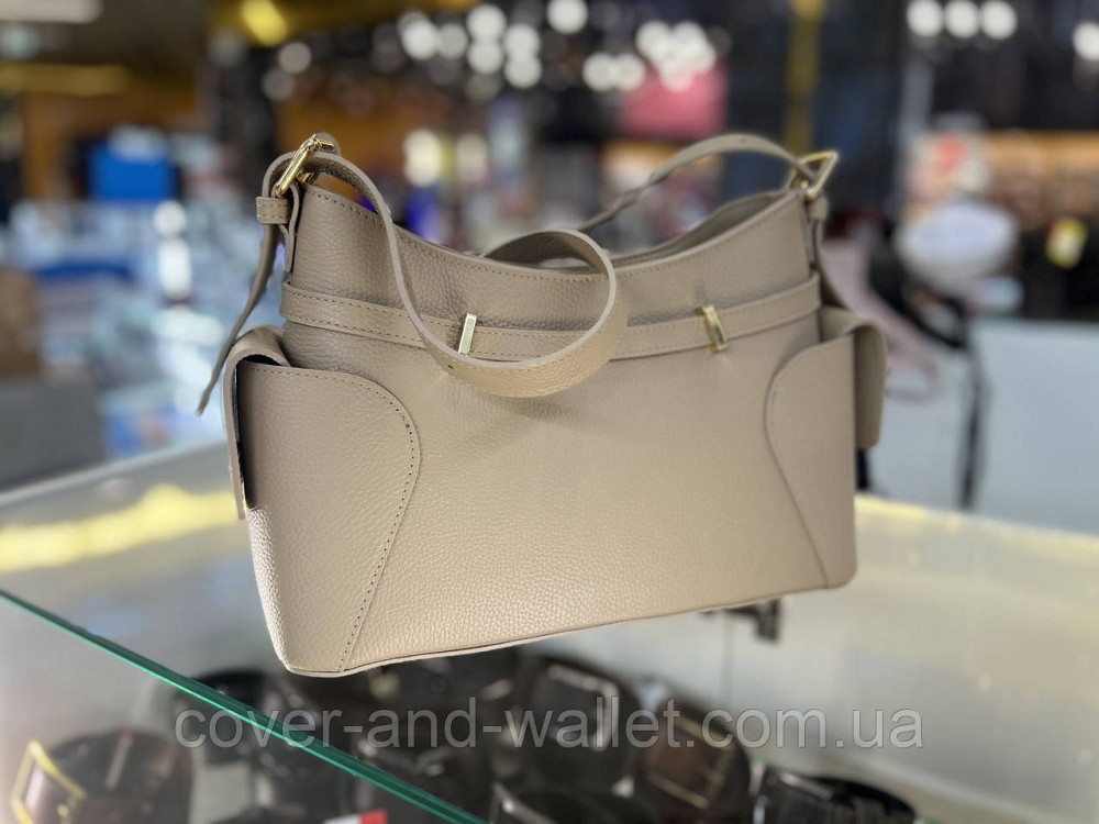 Стильная женская сумка через плечо из натуральной кожи (тауп) Virginia Conti Киев - изображение 4