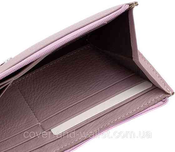Светло-розовый тонкий женский кошелек из натуральной кожи на змейке ST 025 (dark pink) Киев