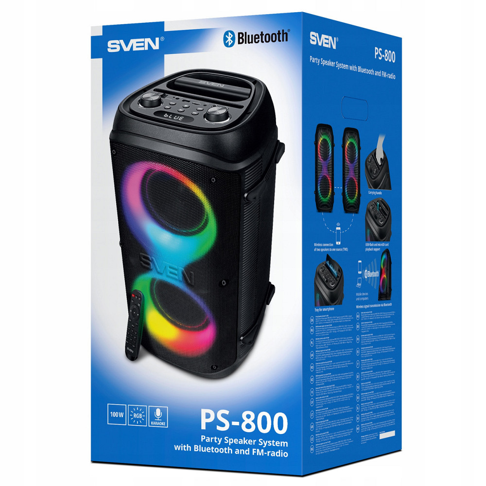Акустична система Bluetooth Колонка з підсвічуванням переносна Sven (PS-800) Акумулятор 4400 мАг Нововолинськ - фото 9