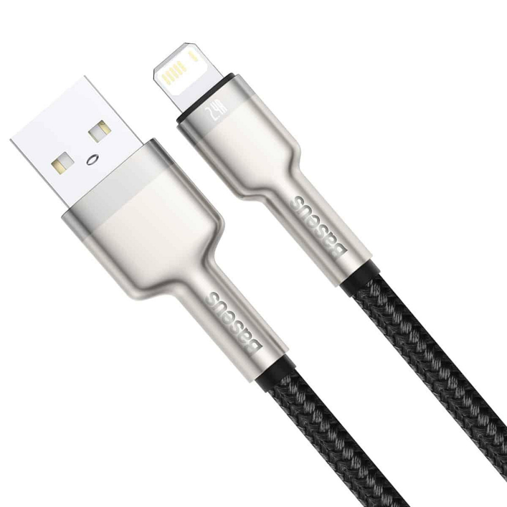 Кабель Baseus Cafule Series Metal дата-кабель USB - Lightning 2.4A 1m, колір чорний CALJK-A01 Одеса - фото 2