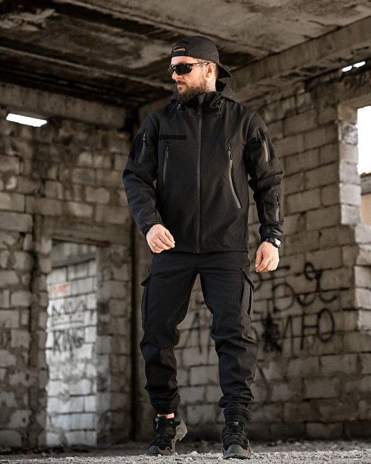 Тактический костюм софтшел BANDIT черный  ВТ7955 Одесса - изображение 13