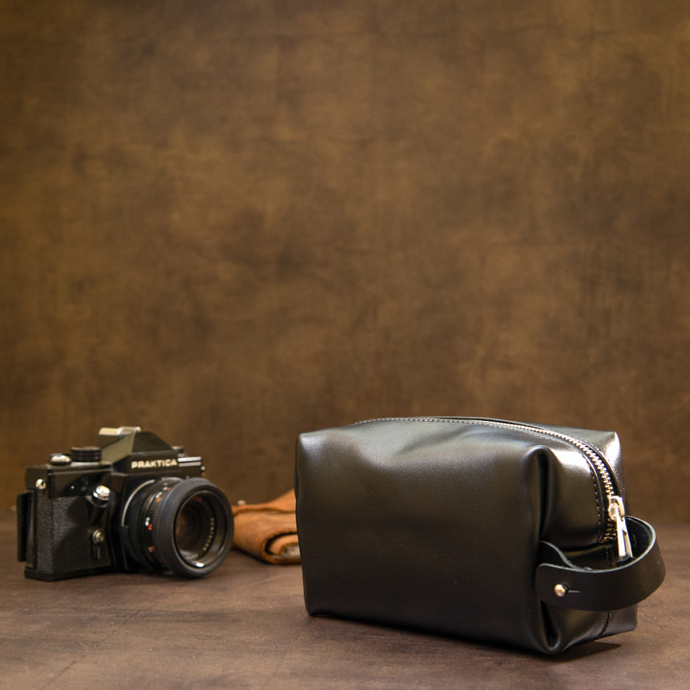 Шкіряна чоловіча косметичка Чорний (GRANDE PELLE) Київ - фото 3