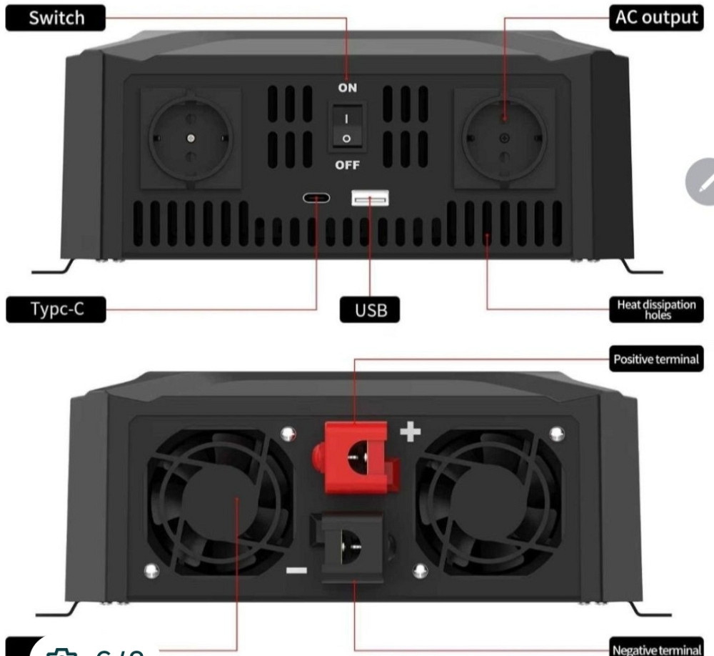 Инвертор DataBoss, EAFC 12/24 Вольт 2, 2.5Вт. чистящий синус. Харьков - изображение 3