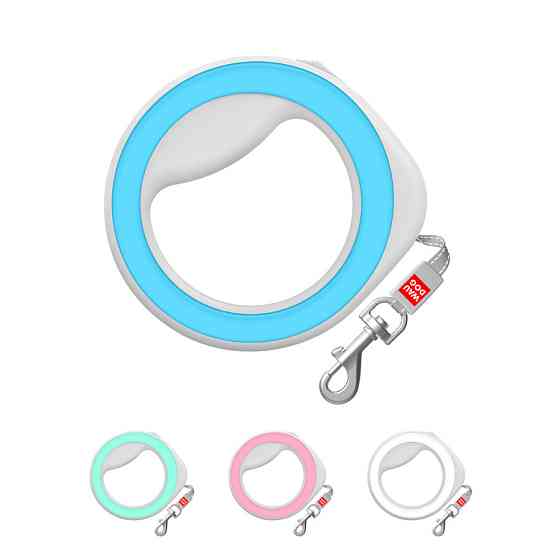 Поводок-рулетка для собак WAUDOG R-leash, круглая, XS-M, до 40 кг, 2,9 м, светоотражающая лента голубой Киев