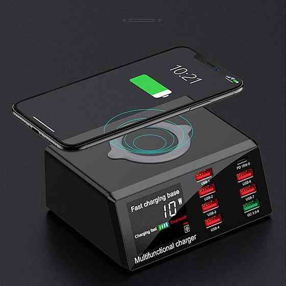 Зарядна станція 8x USB + бездротова зарядка WLX-X9 Київ