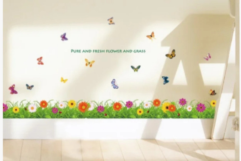 Наклейка для декора стены Цветочный плинтус Киев - изображение 6