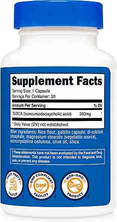 Таурурсодезоксіхолева кислота Nutricost TUDCA, 250 mg, 30 Capsules Луцьк