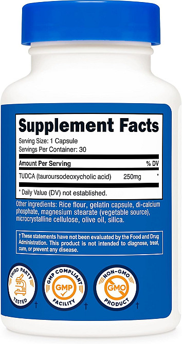 Таурурсодезоксихолевая кислота Nutricost TUDCA, 250 mg, 30 Capsules Луцк - изображение 2