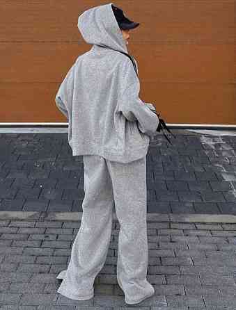 Женский прогулочный оверсайз костюм двойка: худи и штаны двунитка Одесса