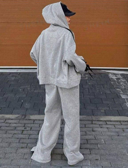 Жіночий прогулянковий оверсайз костюм двійка: худі і штани двонитка Одеса - фото 3