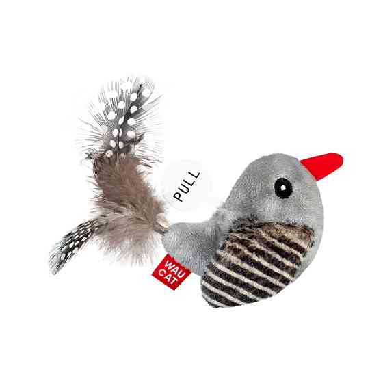 Іграшка для котів WAUCAT Fun Melodic Пташка зі звуковим чипом, штучне хутро, плюш, перо, 130 мм Київ
