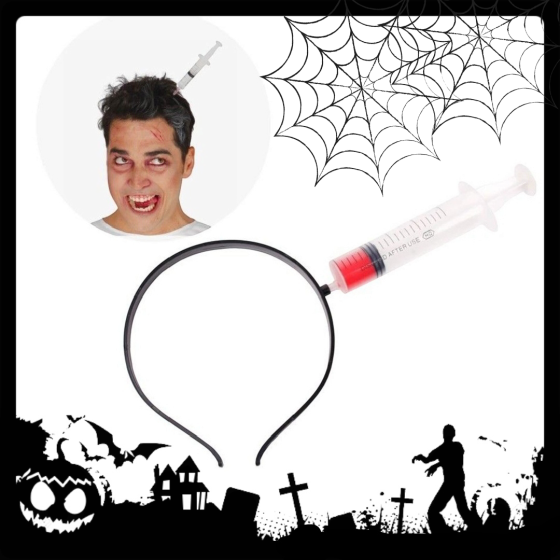 Обруч Шприц в голові на Хелловін 13 см Німеччина чорний Київ