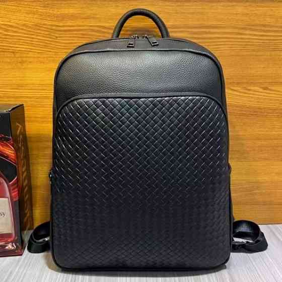 Чорний чоловічий рюкзак з натуральної шкіри для ноутбука Київ