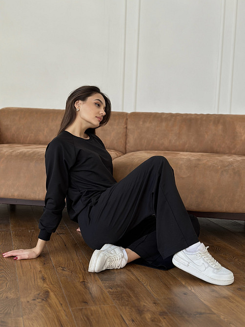 Жіночий спортивний костюм із широкими штанами Чорний M/L Харків - фото 7