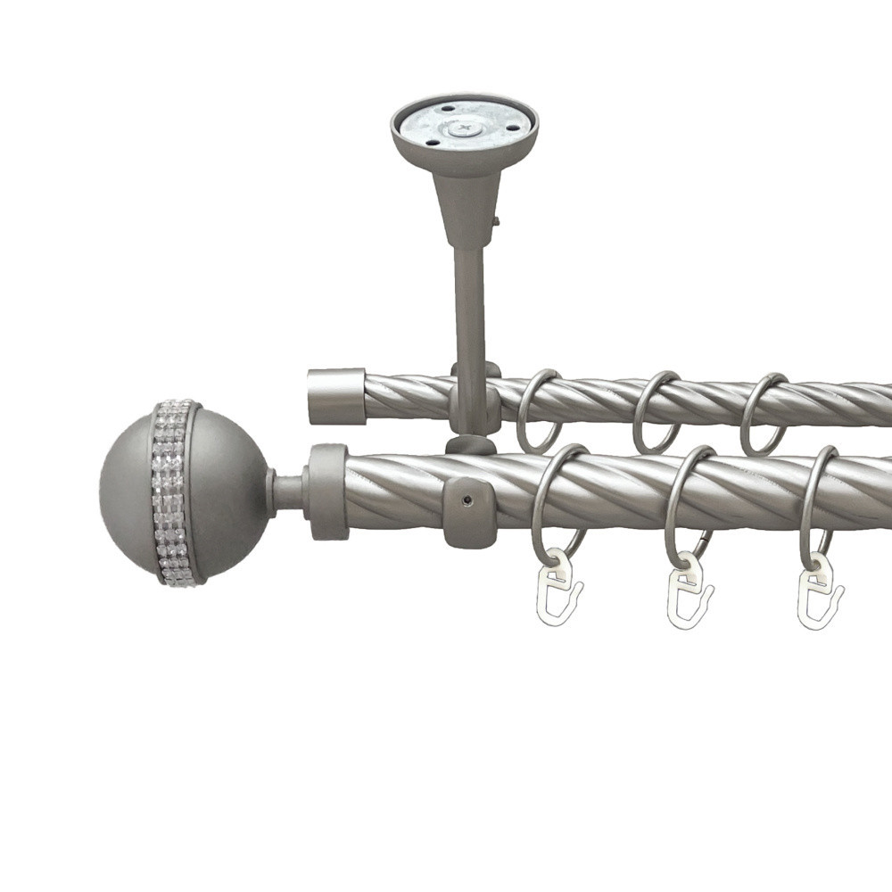 Карниз Orvit Авея металевий дворядний відкритий до стелі скручена труба кільце металеве Сатин 25\16 мм 300 см Львов - изображение 1