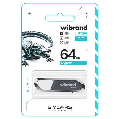 USB флеш накопитель Wibrand 64GB Aligator Grey USB 2.0 (WI2.0/AL64U7G) Винница - изображение 2
