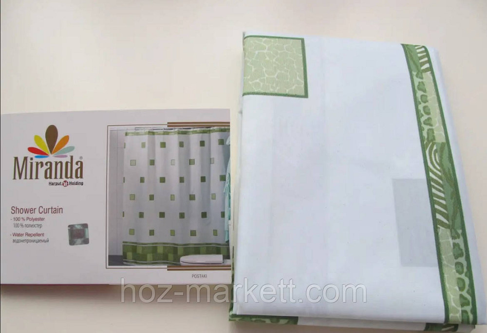Штора для ванной тканевая Миранда Postaki 180 х 200 см зеленая Харьков - изображение 5