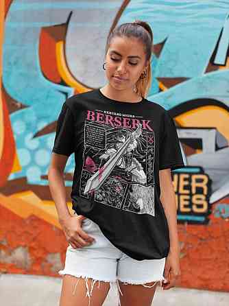 Футболка з аніме принтом Берсерк Гутс Аніме Хоррор оверсайз (S/M/L) Чорний AnimeJ0416 Дніпро
