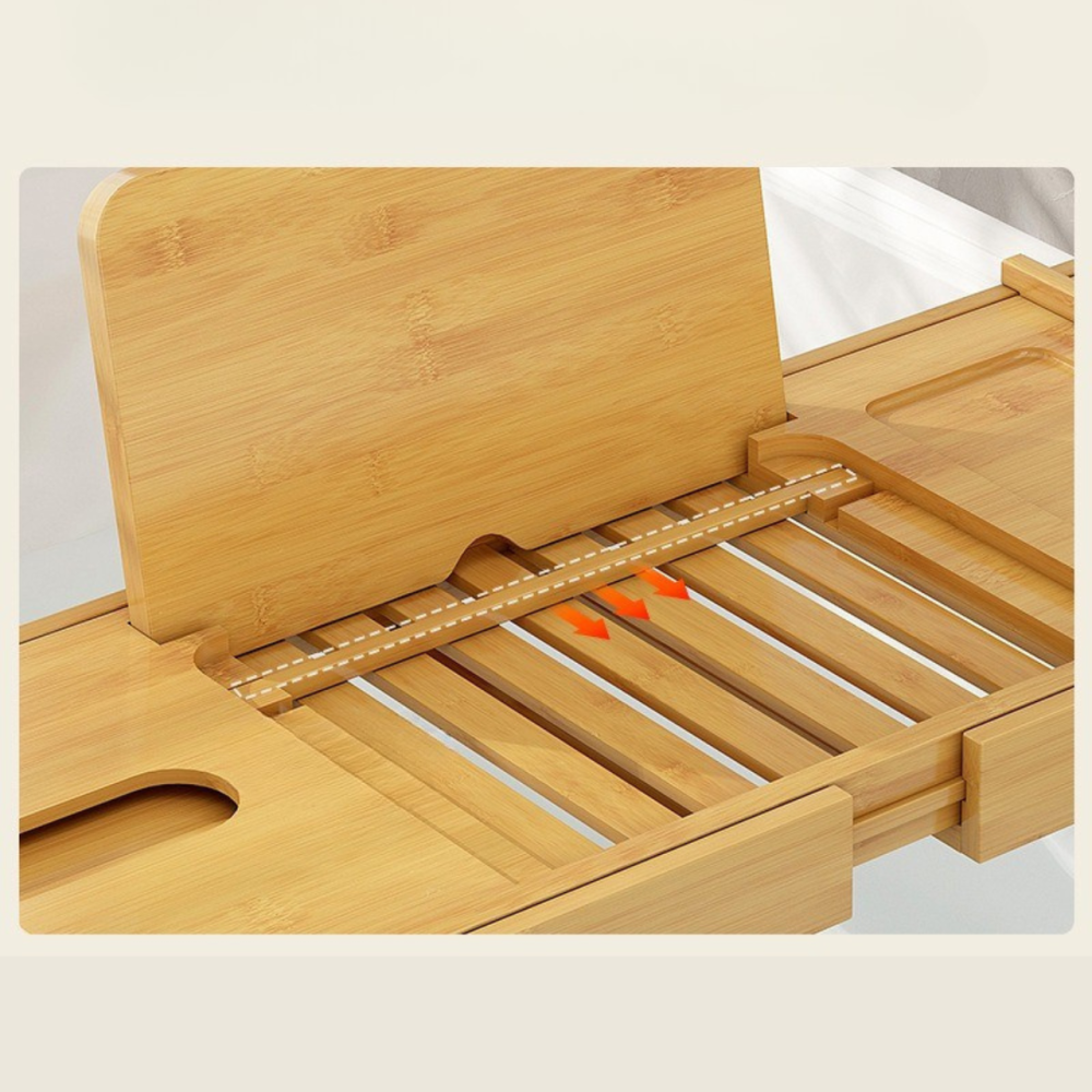 Полиця бамбукова висувна для ванної, довжина 72-105см, накладка на ванну з бамбука, Bamboo_2 Кам'янець-Подільський - фото 10