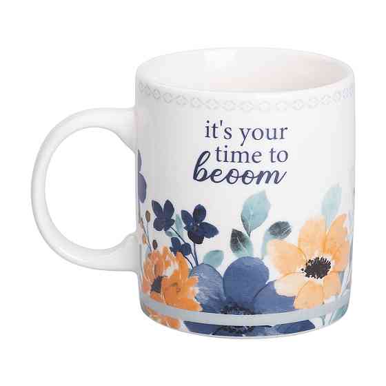 Чашка порцелянова з квітковим принтом 400 (мл) для чаю та кави Біла RX-N240139W Коломыя