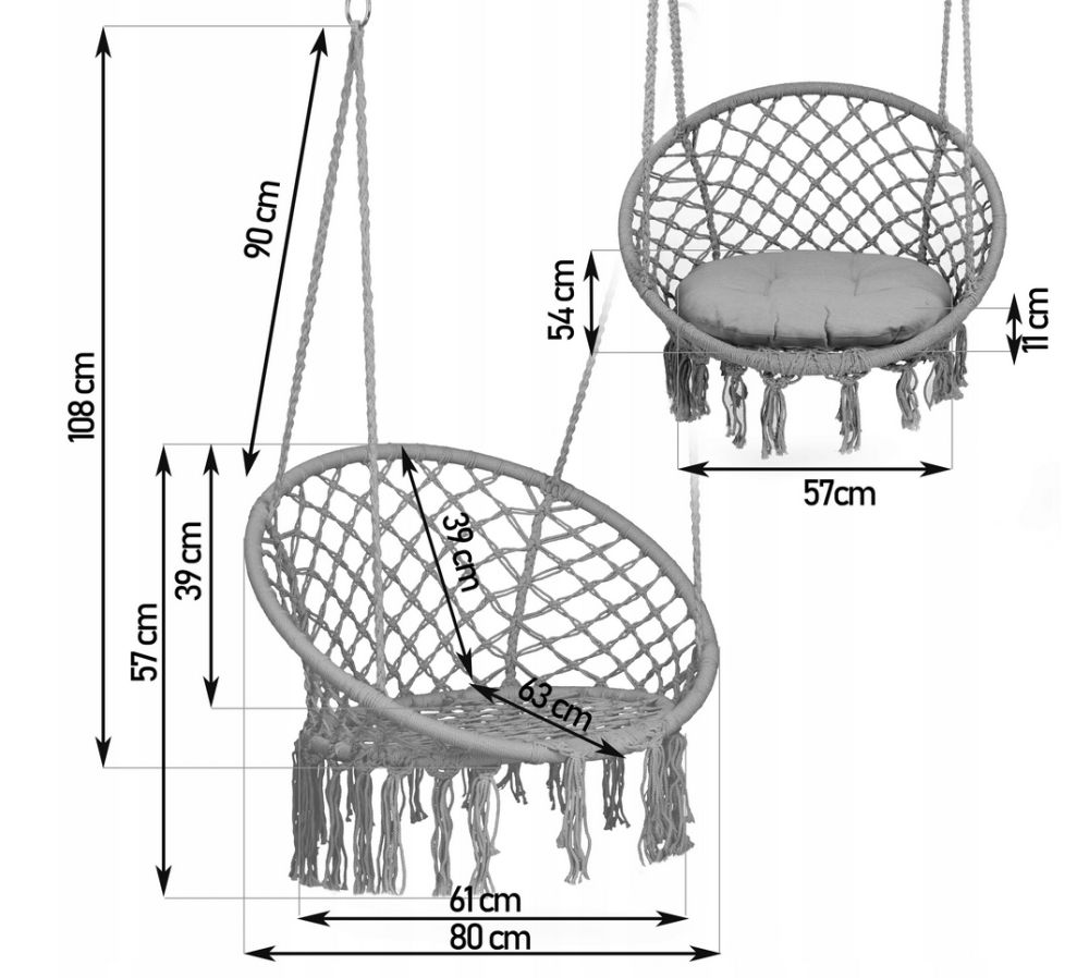 Подвесное кресло качалка качеля JUST GARDEN RIO-01 + подушка качели для террасы Серый Киев - изображение 5