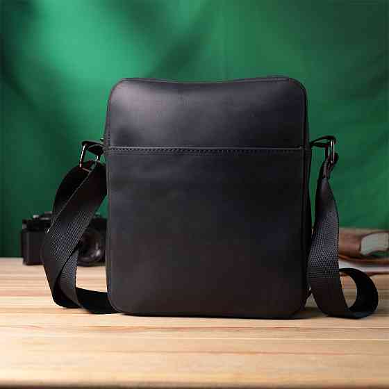 Чоловіча сумка через плече з матової шкіри Чорна (SHVIGEL) Київ