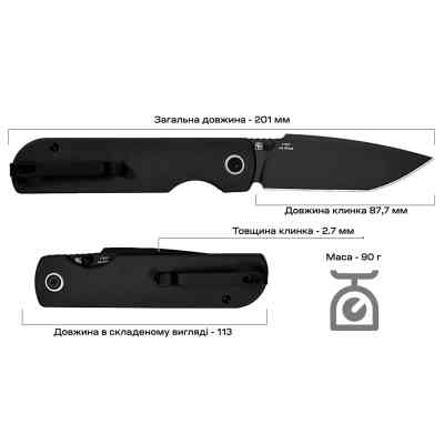 Нож CJRB Nova Black PVD (J1937-BBK) Винница