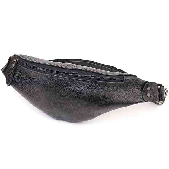 Удобная сумка бананка для мужчин из зернистой натуральной кожи Shvigel 23136 Черный Киев