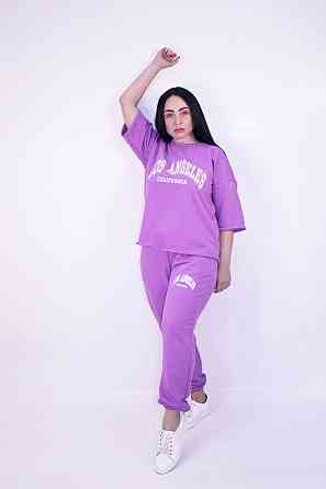 Костюм женский летний (футболка+штаны) трикотажный Сиреневый XS-S Харьков