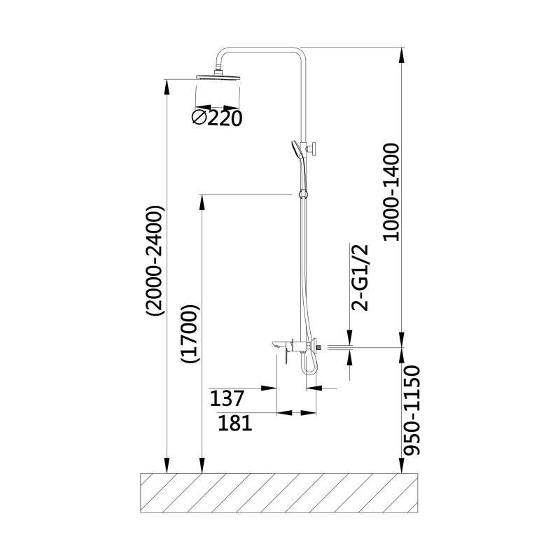 Душевая система с изливом Lidz Latwa 1030 на три потребителя (k35) LDLAT1030WHI45427 White белый/хром Киев - изображение 2
