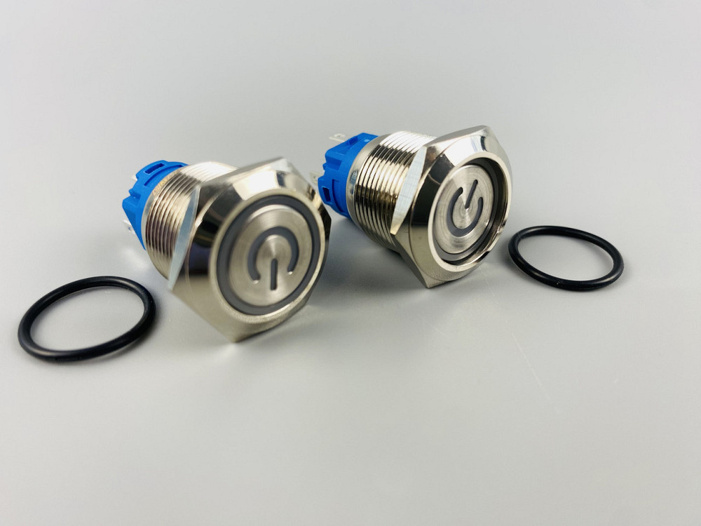 Кнопка OFF-ON (з фіксацією), із синьою led-підсвіткою 12-24 V, 19 мм — діаметр, 5 ніжок Мукачево - фото 1