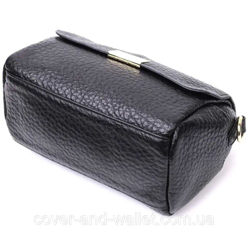 Компактна жіноча шкіряна сумка чорного кольору Київ - фото 2