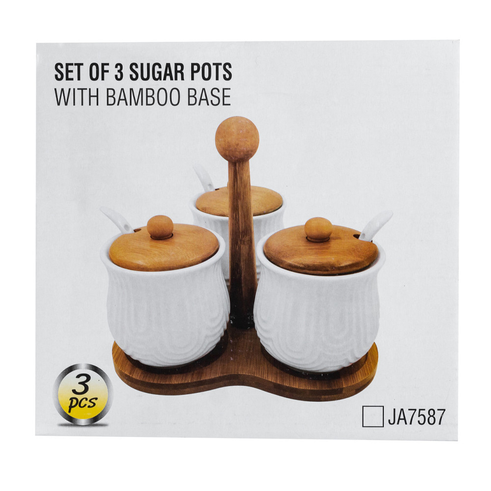 Набір банок для сипучих продуктів 3 шт по 200 мл, на бамбуковій підставці HP1201 Коломия - фото 5