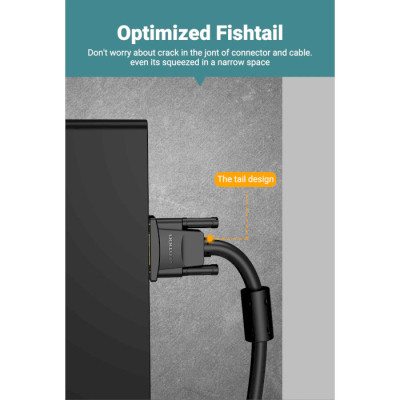 Кабель VGA 15M-15M, 2.0 м, з ферритами, чорний Vention Винница - изображение 6