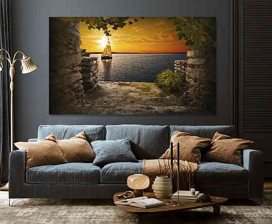 Картина полотно у вітальню / спальню   Човен в морі       MLP_145  ( 60х30см ) 70x140 см Київ