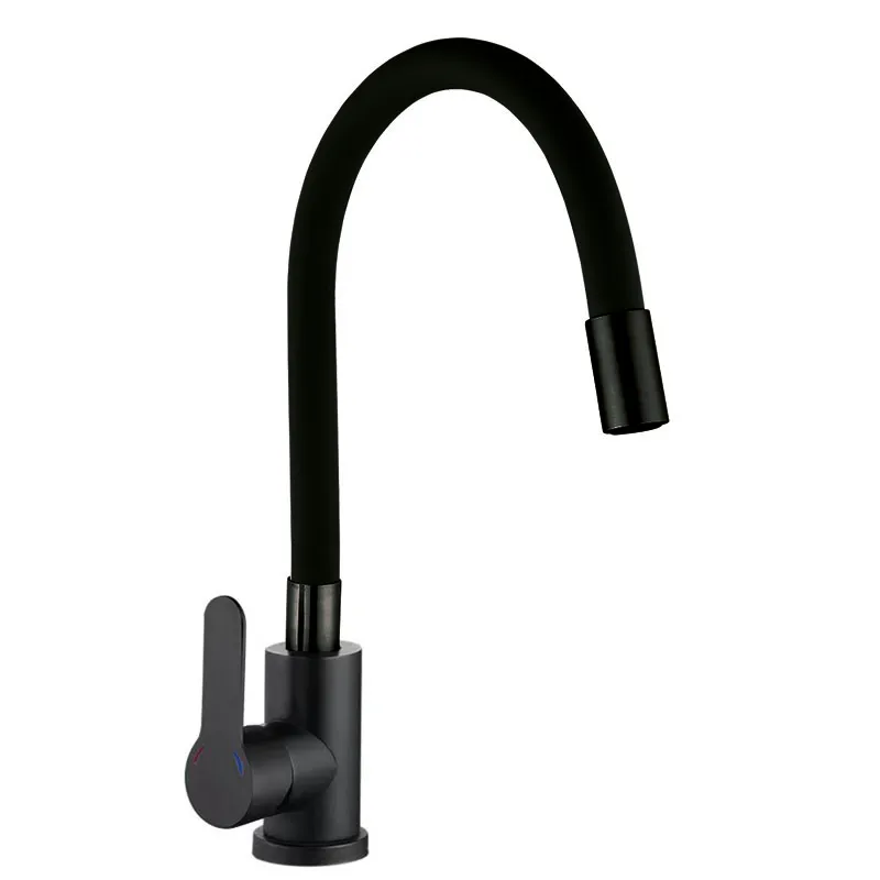 Кухонный смеситель Zerix DAX-011 с силиконовым изливом, черный, нержавеющая сталь, Refl.Black (ZX4820) Харьков - изображение 1