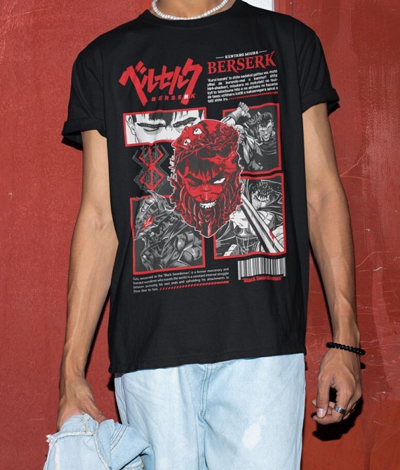 Футболка аниме Берсерк Гутс Скулл Книгхт оверсайз (S/M/L) Черний AnimeJ1090 Днепр - изображение 3