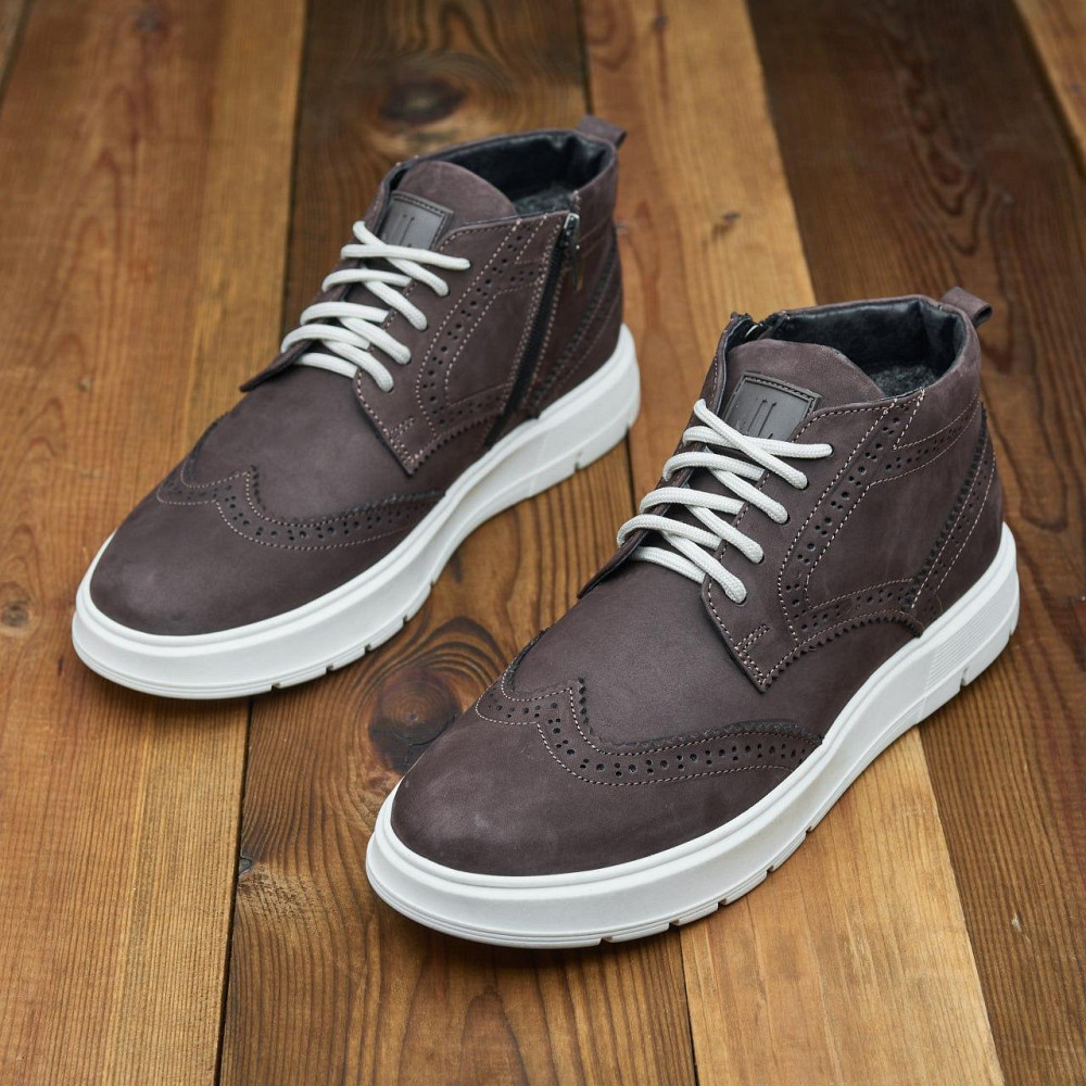 Чоловічі зимові стильні черевики з натуральної шкіри та теплого хутра 25026 Харків - фото 7