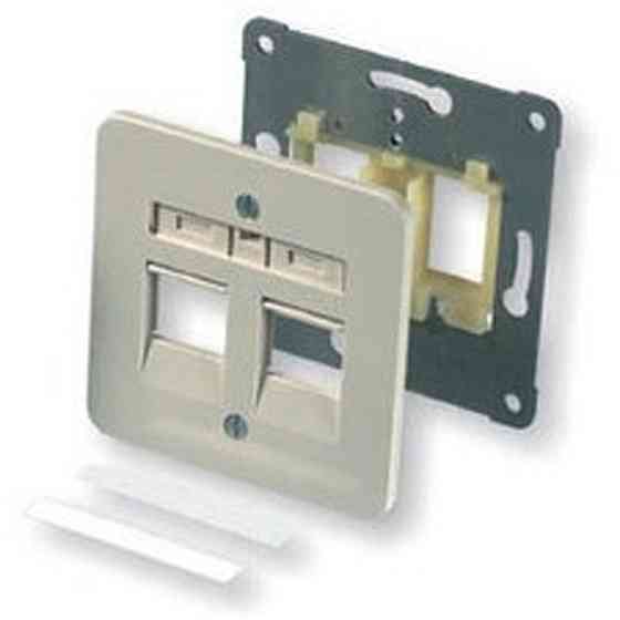 Розетка AMP 2-портова пряма зі шторками DIN 68x68 без рамки, біла Винница