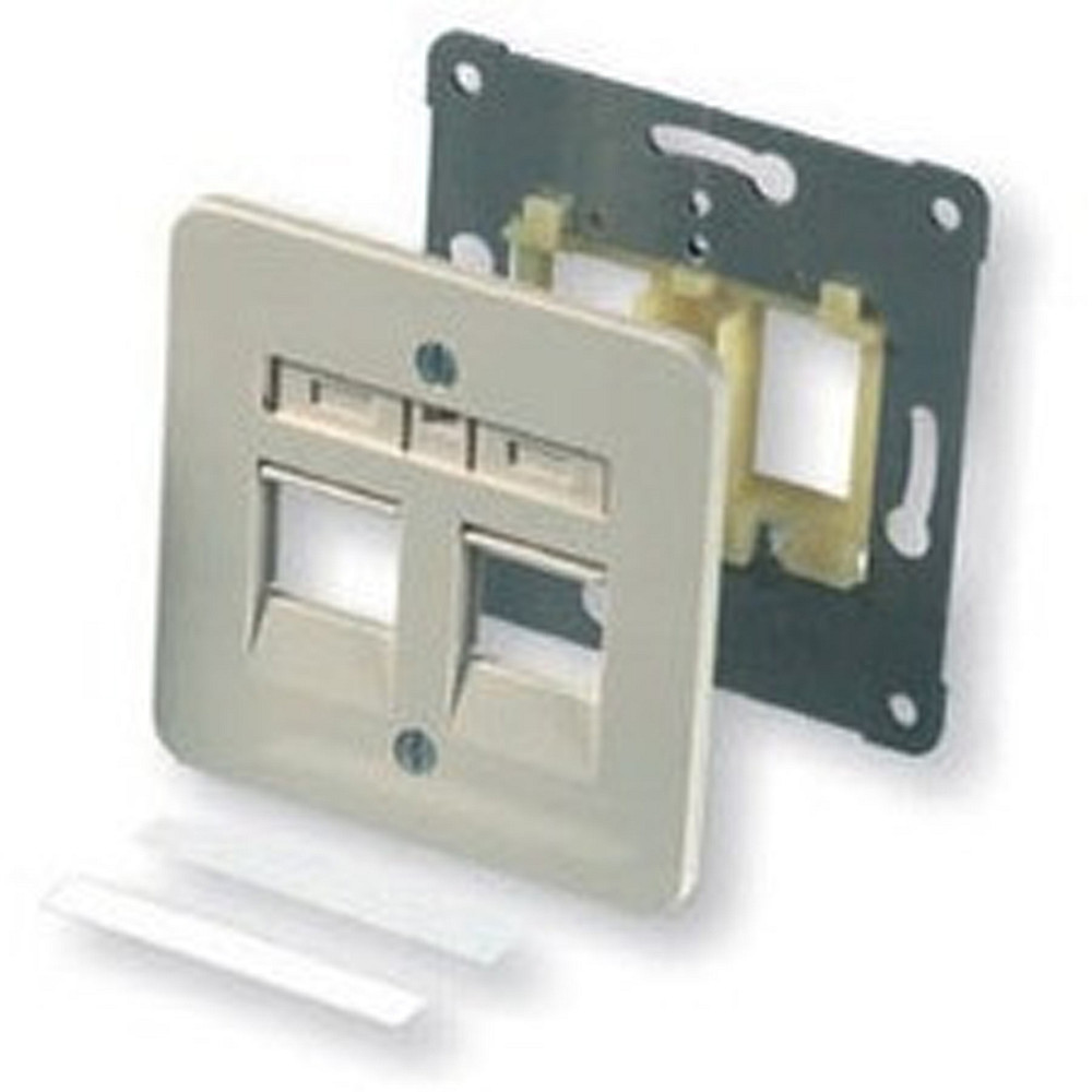 Розетка AMP 2-портова пряма зі шторками DIN 68x68 без рамки, біла Винница - изображение 1