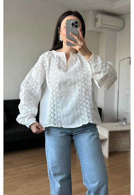 Женская белая современная вышиванка 80% хлопок, 20% полиэстер. Одесса - изображение 3